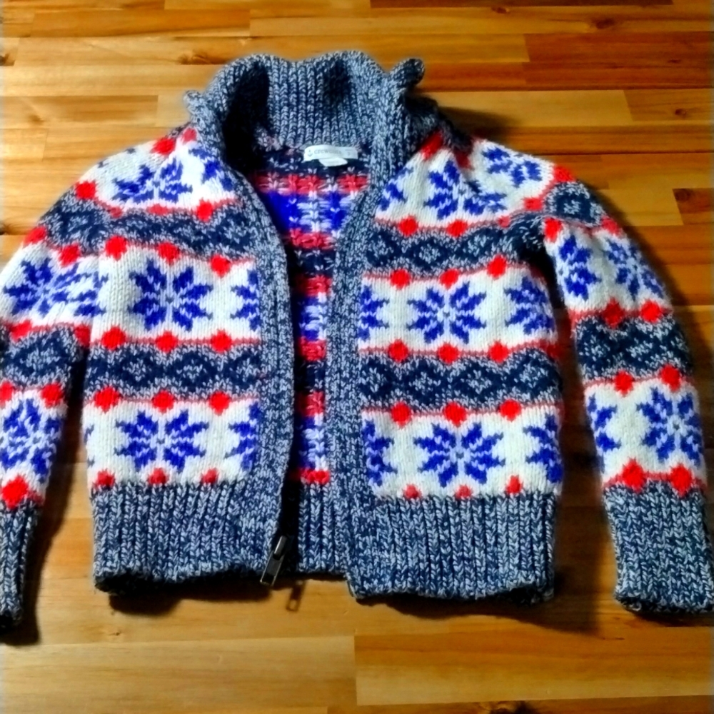 Crewcuts  kids sweater, Hand knit wool, size 3. Pre-loved.